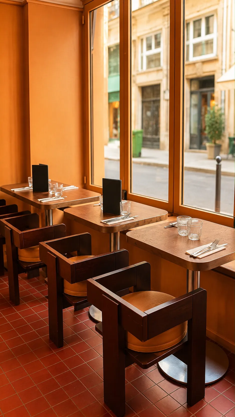 La salle aux tons chauds, esprit bistrot parisien